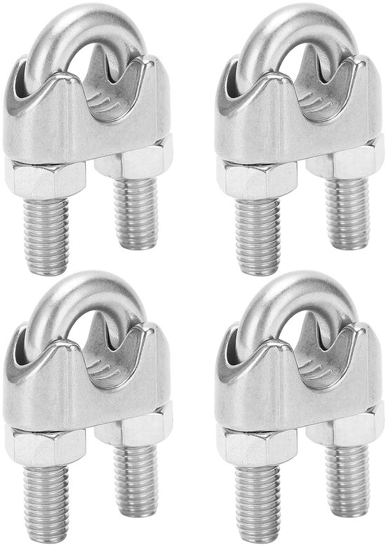 4 stuks M14 draadkabel kabelklem, roestwerende roestvrijstalen U-bout zadelbevestiging, antislipdraad draadkabelklemmen voor vast touw — afbeelding 2