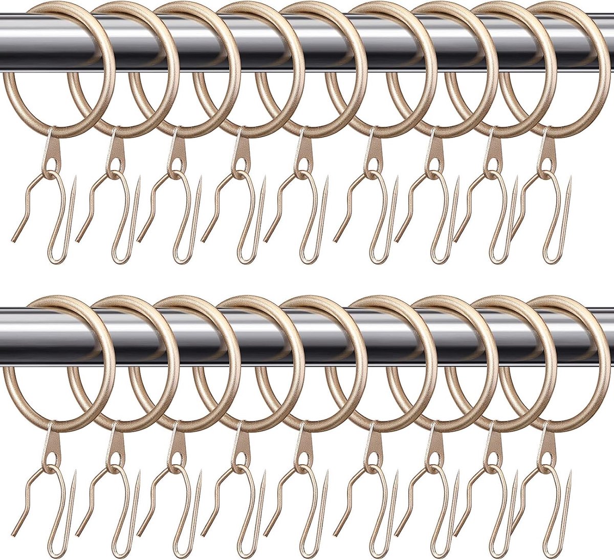 Ringen met oogjes, 100 stuks, gordijnhaken voor gordijnen en metalen gordijnhaken voor raamdeur, douchegordijnringen (champagne, 1,65 inch)