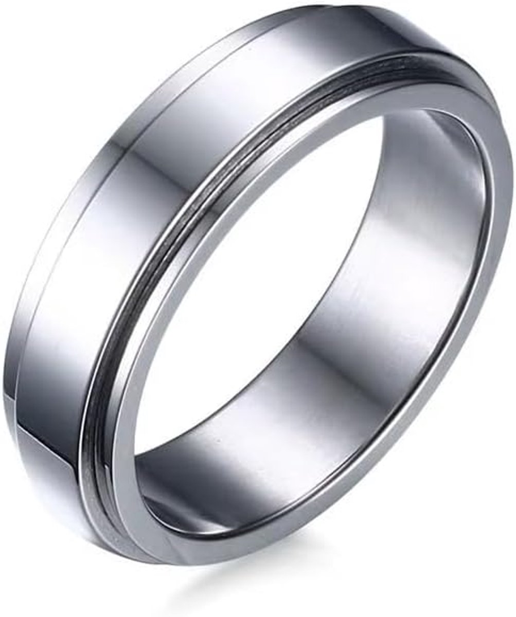Herenring van roestvrij staal met draaibare band, 6 mm, draaiend middenstuk, modieuze herenring