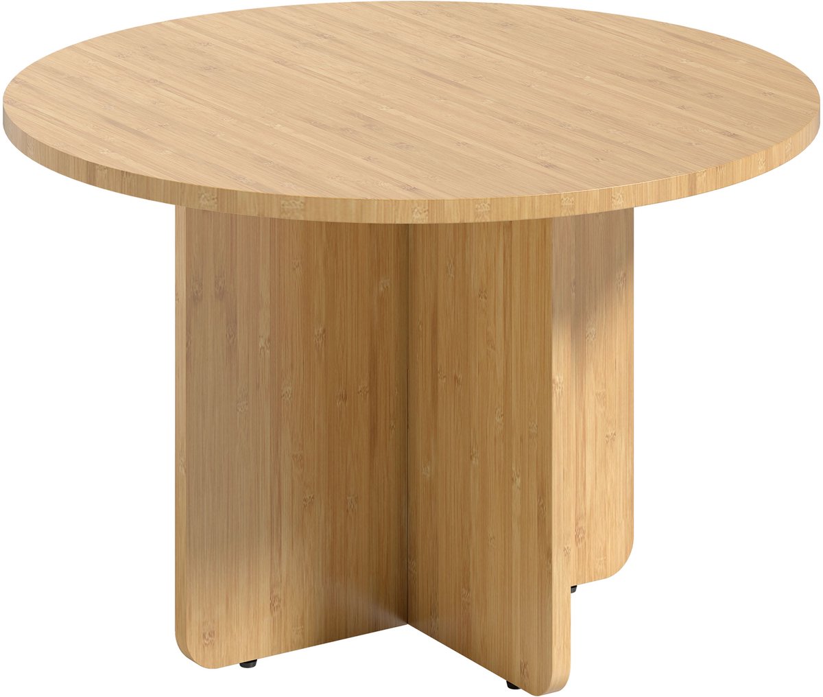 Homona Salontafel rond - Met bamboe blad en kruisvoet - Ø66 x 45 cm - Naturel
