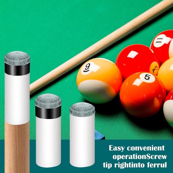 12 Stuks Pool Snooker Cue Tips Vervangingsset met Schroefdraad en Witte Ferrules - 13mm Blauwe en Bruine Billiard Accessoires voor Snooker en Biljart — afbeelding 2