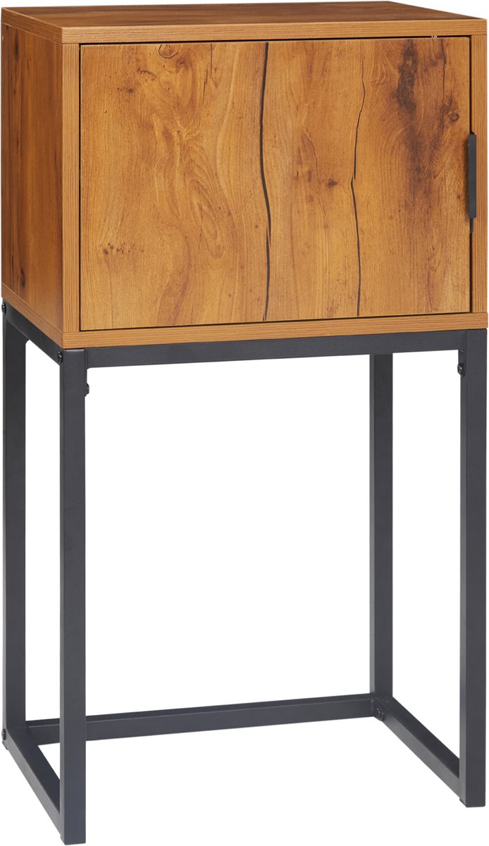 Homona Konsolentafel - Met opbergkast - 40 x 30 x 76 cm - Houtoptiek en zwart
