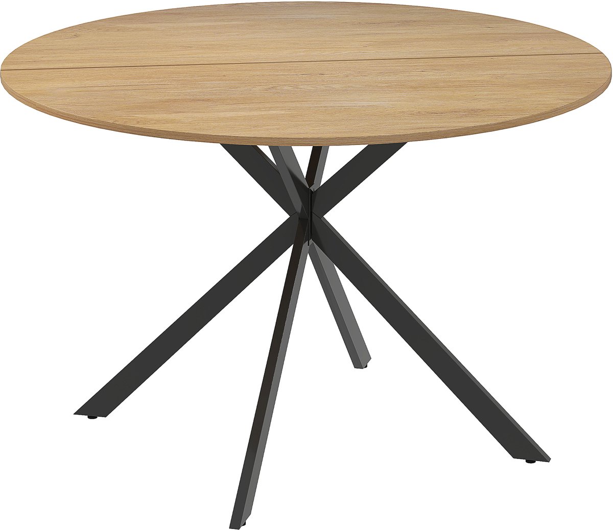 Homona Ronde Eettafel - Voor 4 personen - Industrieel design - Met verstelbare poten - Ø120 x 75 cm - Eikenkleur