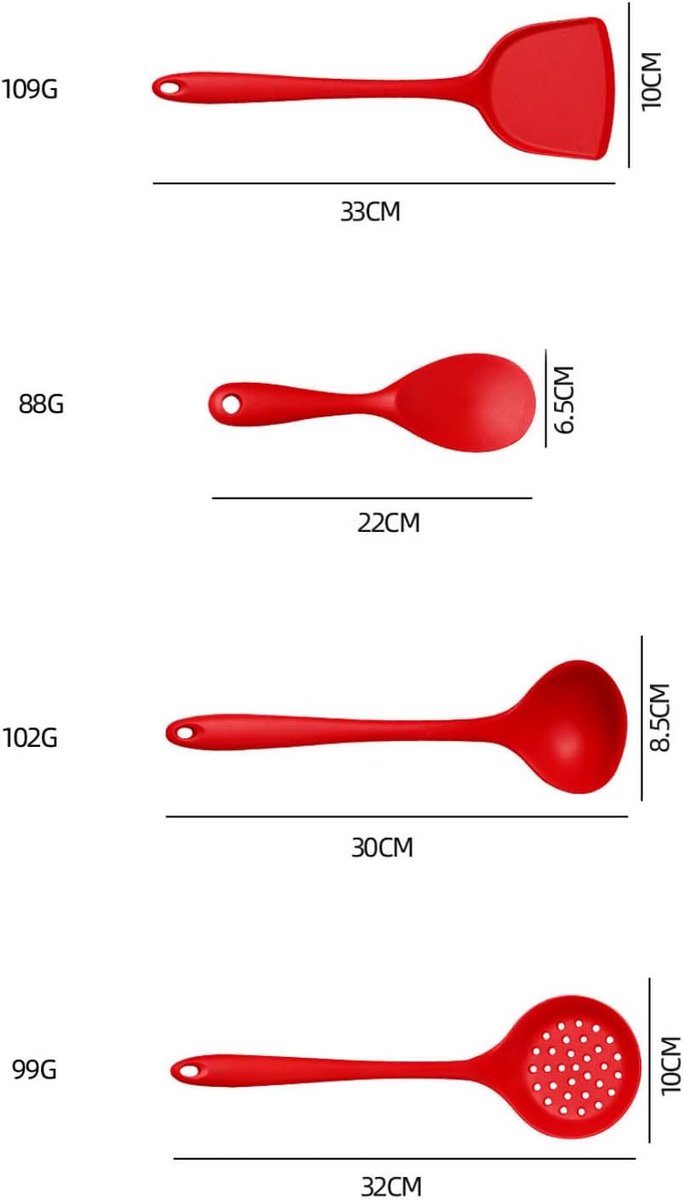Gebruiksvoorwerp Set 4 Stuk Food Grade Veiligheid Siliconen Keukengerei Hittebestendige Nonstick Spatel Rijstlepels Skimmer Soep Pollepel Keuken Gereedschap, Zwart — afbeelding 2