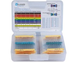 Weerstandsassortimentkit - 525 stuks - 1/4 W metaalfilm van 0 ohm tot 10K ohm voor elektronicaprojecten
