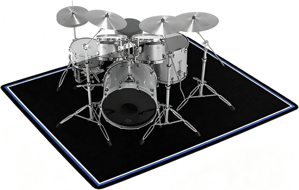 160 x 200 cm, zwart, geluidsisolerende tapijtmat voor studio en thuisgebruik, voor professionele drummers en beginners