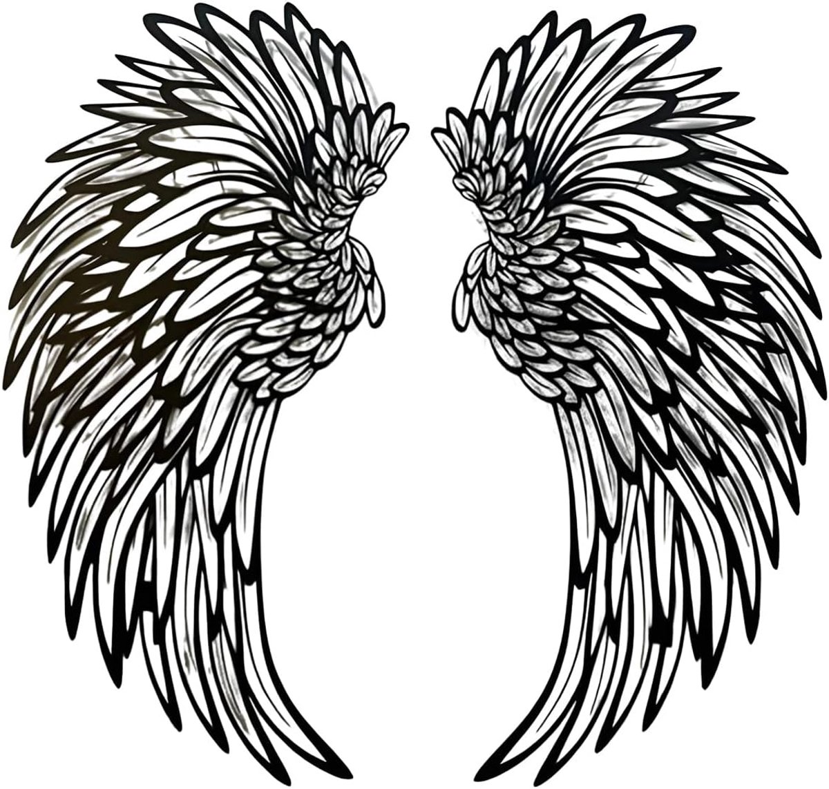 Vleugel-wanddecoratie, ijzeren sculptuur, elegante wanddecoratie voor woonkamer, slaapkamer, balkon, 1 paar, wit, zwart (#8)