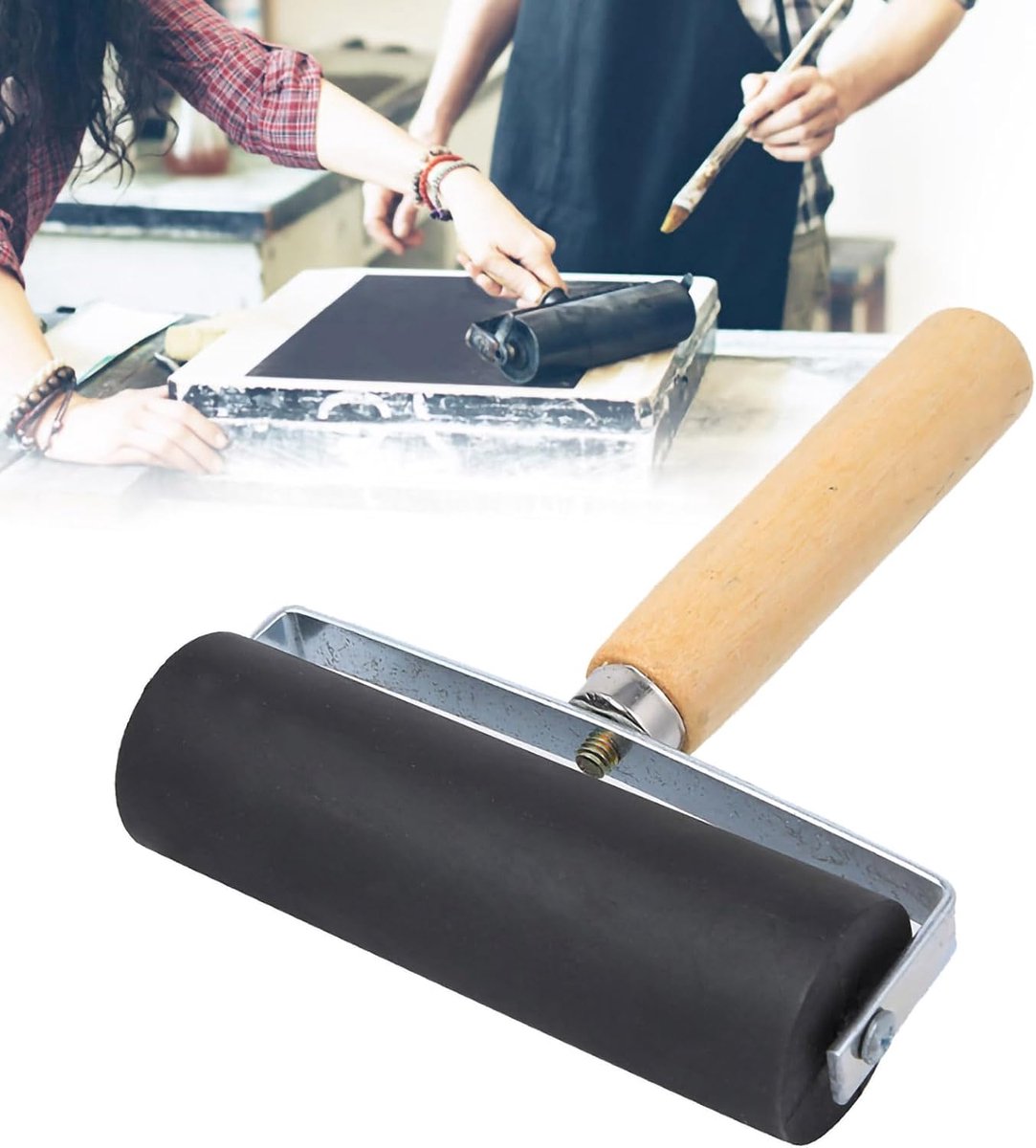 Rubberen Drukrol Gemakkelijk Schoon Te Maken Glad Roloppervlak voor Art Craft Tool Supplies Zwart