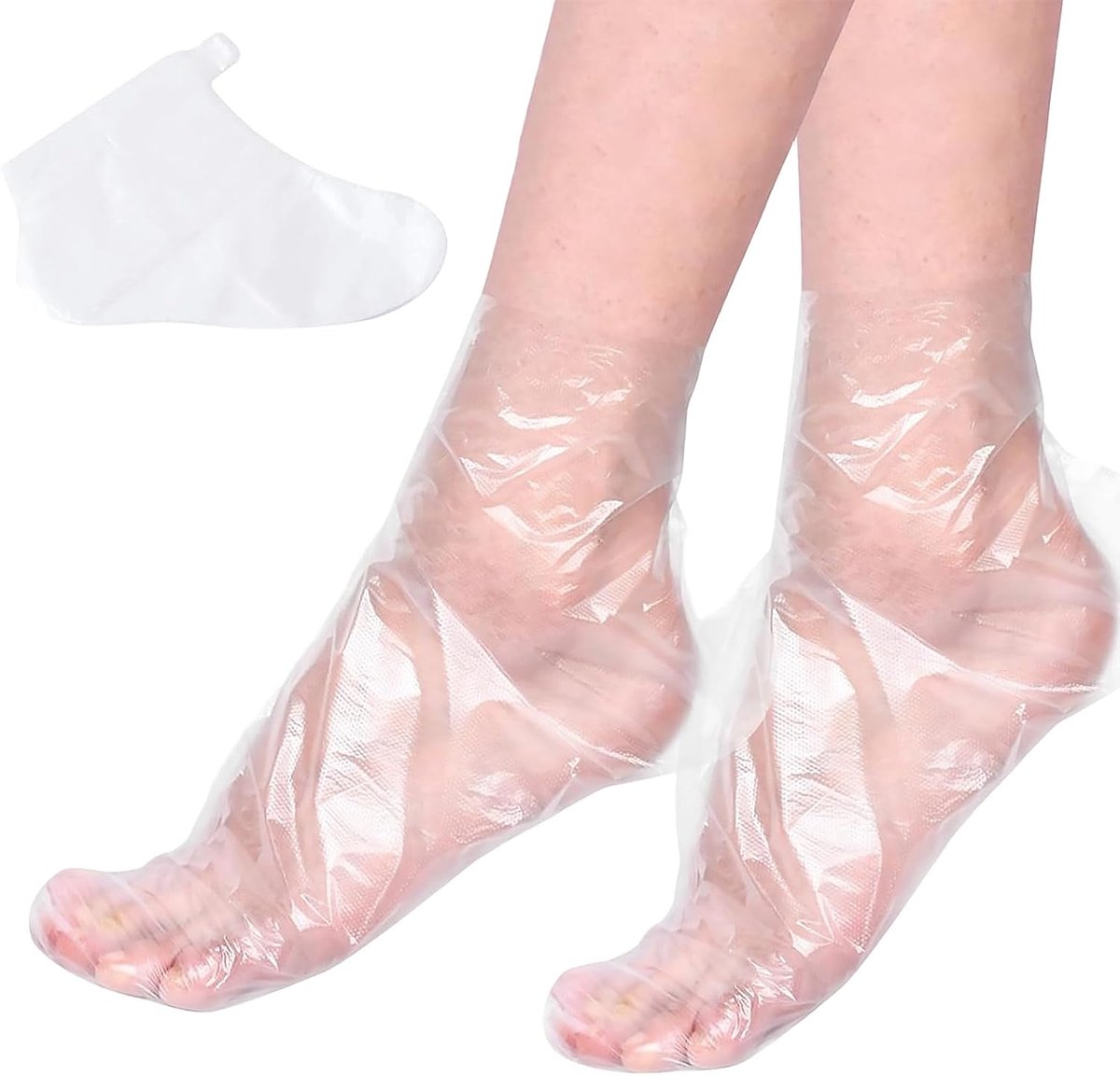 100 stuks plastic voethoezen voor voeten, wegwerp-voetverzorging slofjes, doorzichtige plastic paraffine badvoeringen, voor pedicure, spa manicure, schoenproberen, thuissalongebruik