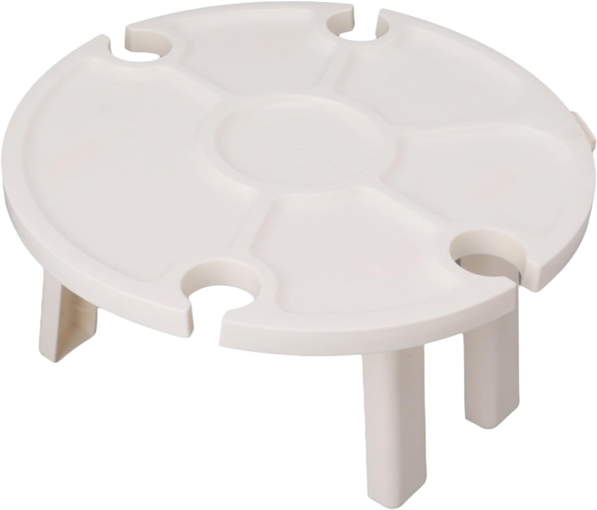 Opvouwbare picknicktafel voor buiten met wijnglashouder voor eenvoudig reizen en plezier. PP-materiaal (wit)