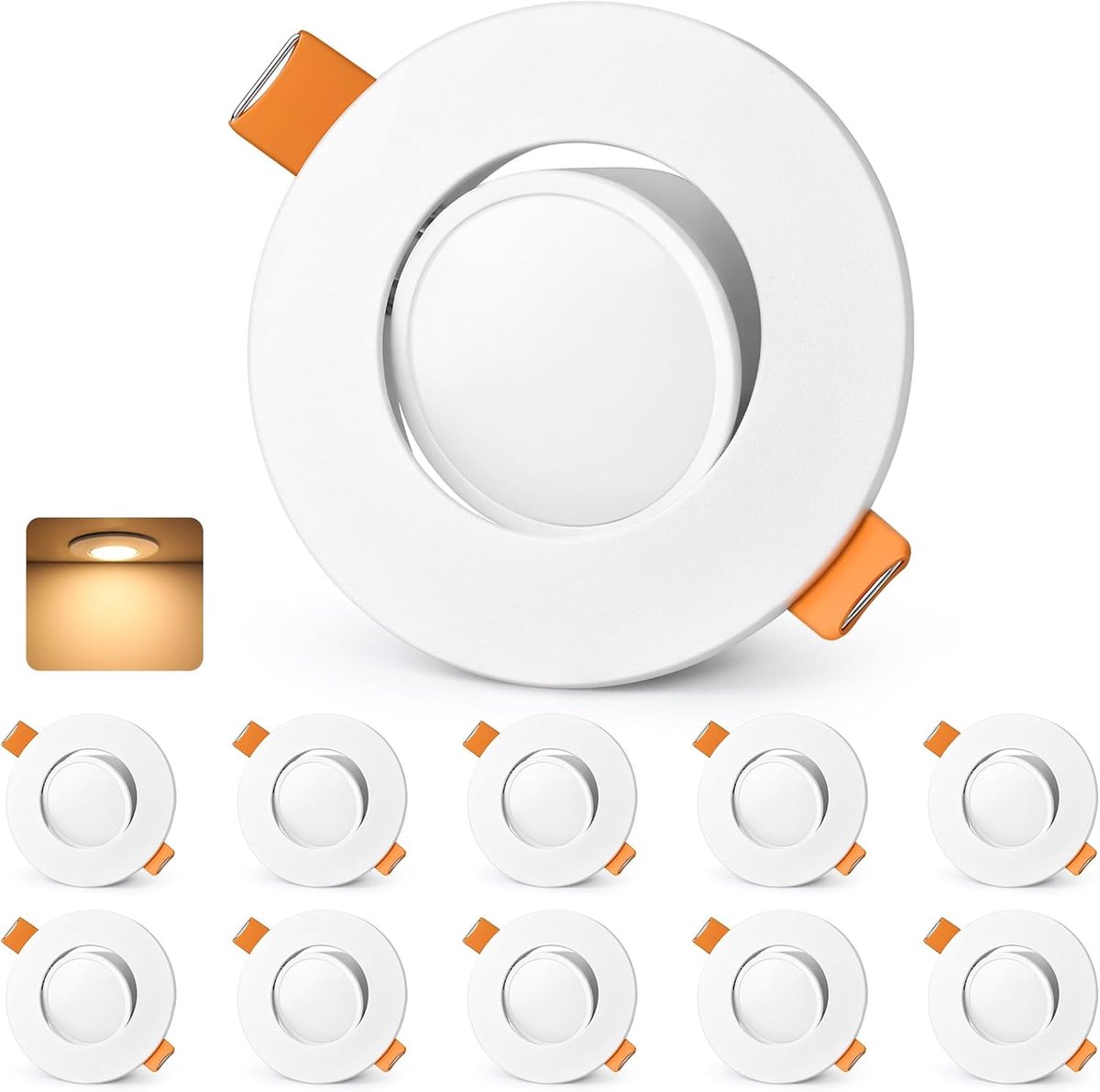 Inbouwspot 230V, 5W 600LM, 45° draaibaar, 2700K, wit, set van 10