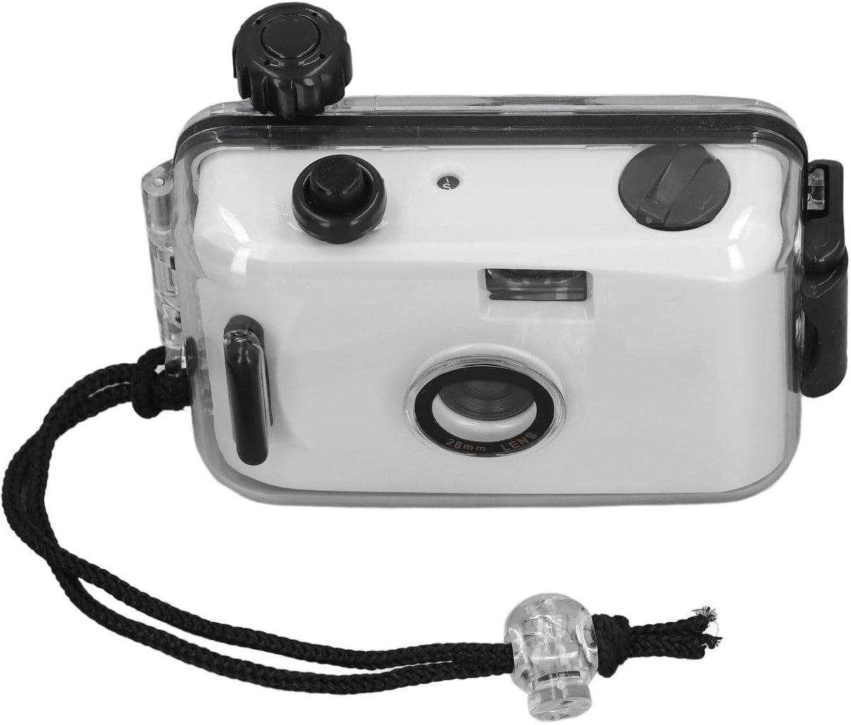 35 mm filmcamera, wegwerpfilmcamera met behuizing 1/100s sluitertijd F /9 28 mm lenscamera's voor snorkelen, wildwaterraften, zwemmen, waterval (zwart en wit)