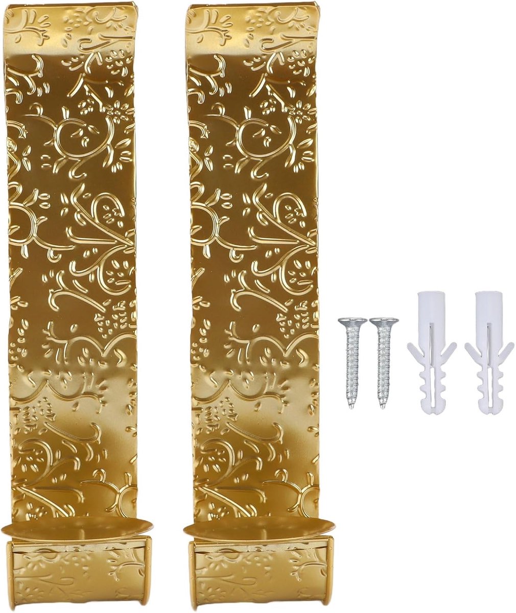 Kaars Schansen Wanddecoratie Vintage Patroon Ijzeren Muur Pijler Kaarsenhouder voor Gang Woonkamer (Goud)