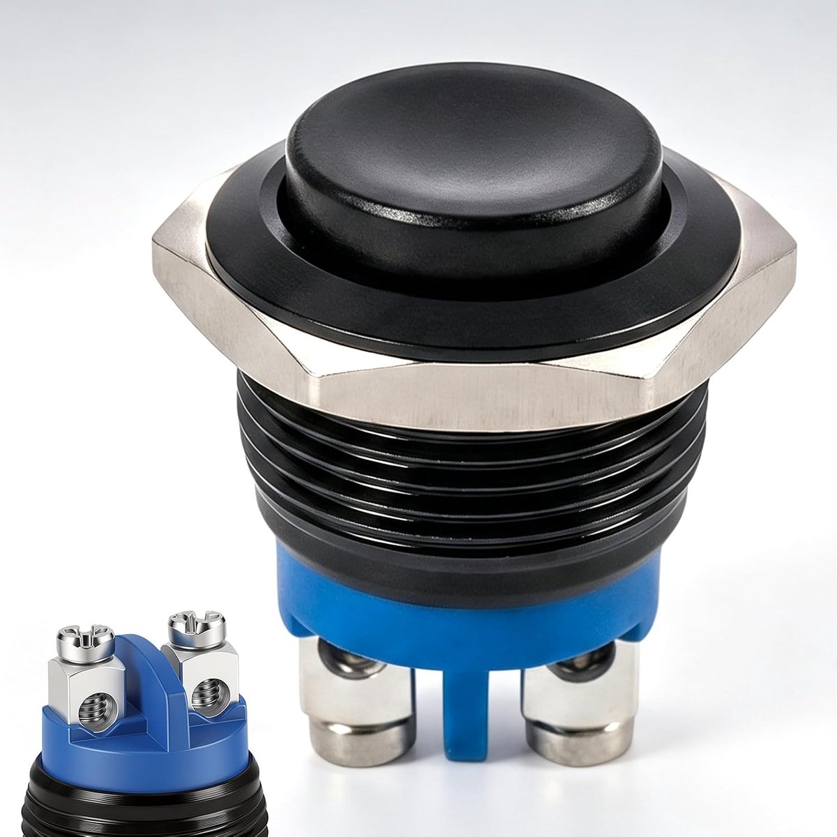 16 mm 12 V-24 V/5 A momentschakelaar, momentane drukknoppen, drukknoppen, 12 V, 16 mm, waterdicht, voor auto, boot, bel, huishoudelijke apparaten, doe-het-zelfprojecten en stroombesturing