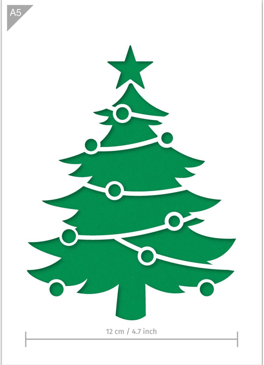 QBIX Kerstboom Sjabloon A5 Formaat Kunststof - Uitsnede 12cm breed