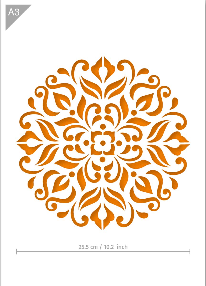 QBIX Mandala Sjabloon A3 Formaat Kunststof - Uitsnede diameter 25cm