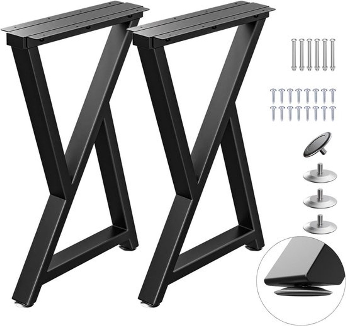 Set van 2 zware metalen tafelpoten zwart - 40 cm hoog voor DIY-meubels