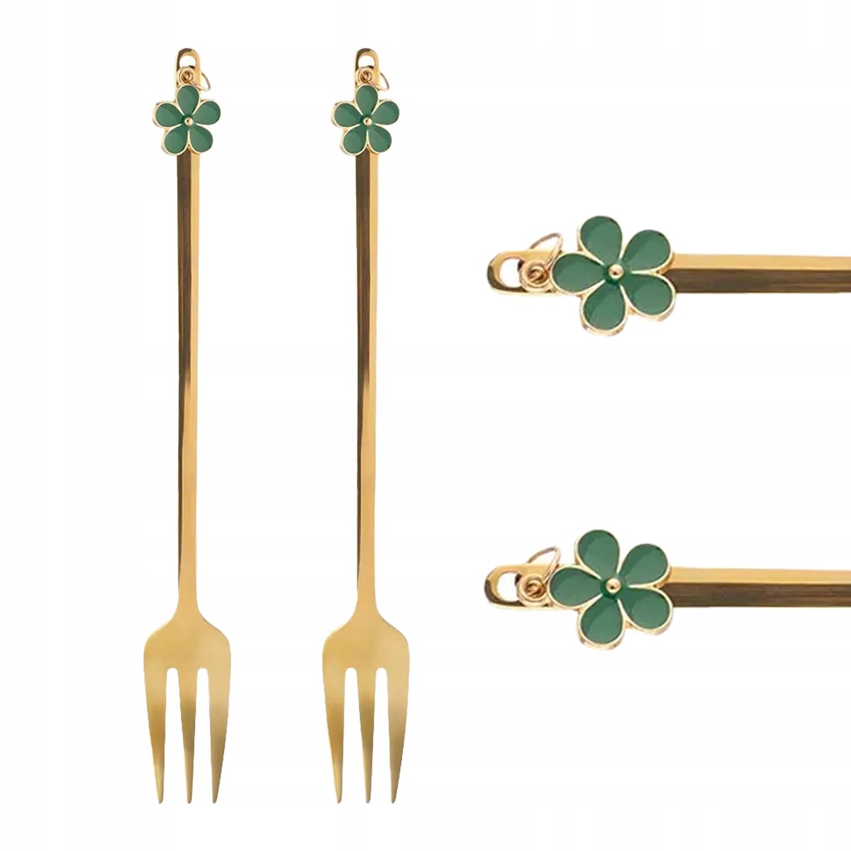 Altom Design Gouden Dessertvorkjes met Bloemhanger - 2 stuks