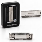 MillionShine USB Stick - USB 3.2 Gen1 C en A - 512GB - 2640Mbps Snelle Overdracht - Flashdrive - Zakelijk en Prive Opslag - Compatible met iPhone en Android - Luxe Design Metaal Zilver