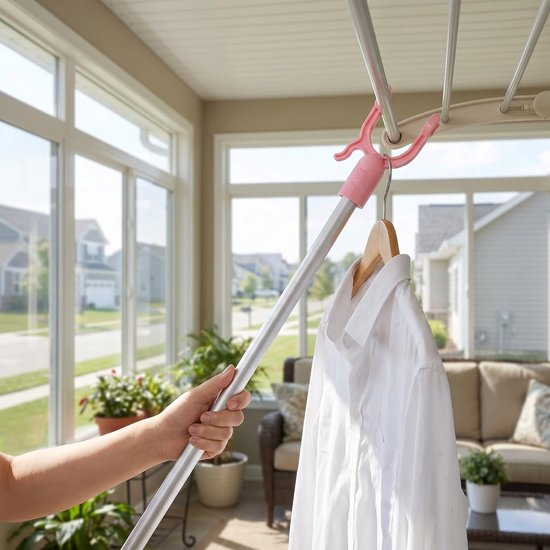 5 Stuks Delige Vervangende Plastic Y- voor Wasstok Eenvoudig Te Installeren Haak voor Kledingrekken Oppervlak voor Veilig Gebruik Geschikt voor Wasruimte Kledingkast Roze — afbeelding 2