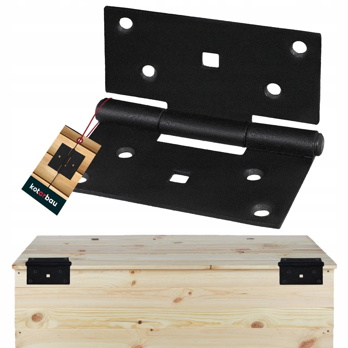 Zwarte Scharnier 90x95mm Staal Zwart voor Kisten, Meubels, Deuren