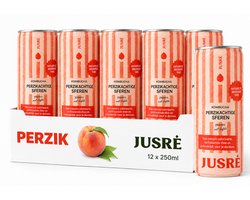 JusRé Kombucha Perzik, Rozenbottel & Hibiscus, Natuurlijk Bruisend, Geen Toegevoegde Suikers (12 x 25cl)