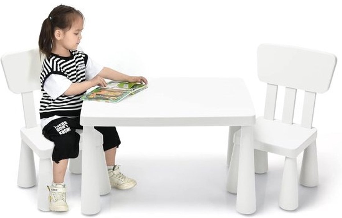 Kinderzitgroep - Met tafel en 2 stoelen - Kindermeubels - Met ronde randen