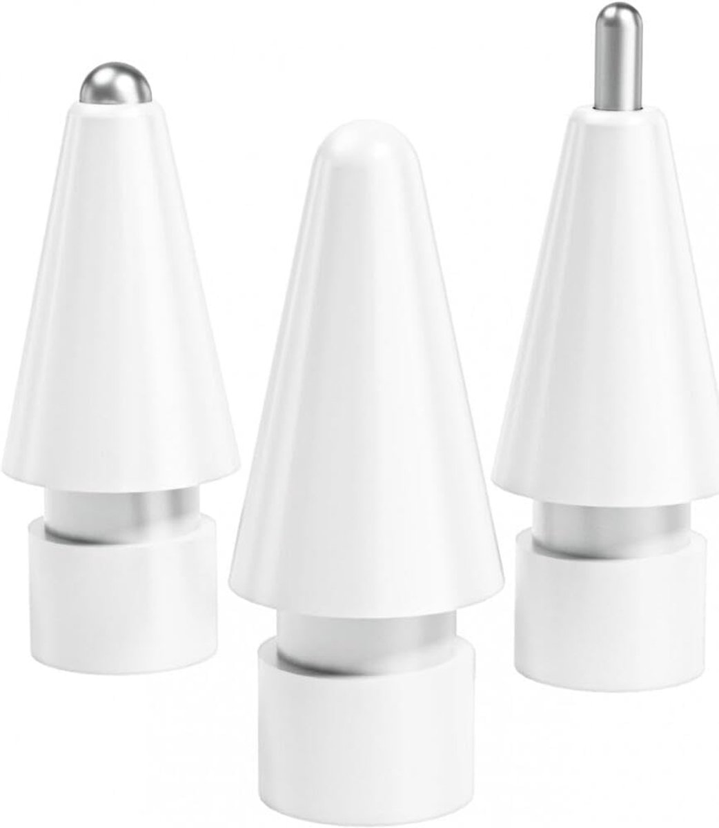 Plastic en Metalen Tips - Compatibel met Apple Pencil 1st Gen & 2nd Gen - Vervangende Tips 3 Stuks - Wit