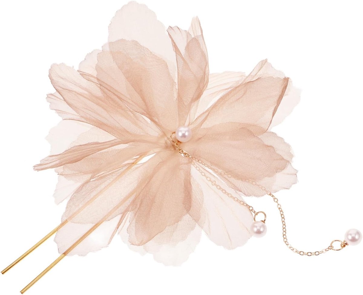 Bridal Chiffon Flower Hairpins Met Tasels U-vormige Haaraccessoires Voor Bruidsmeisjes Feestjes Elegante Chinese Stijl Voor Diverse Haarstijlen