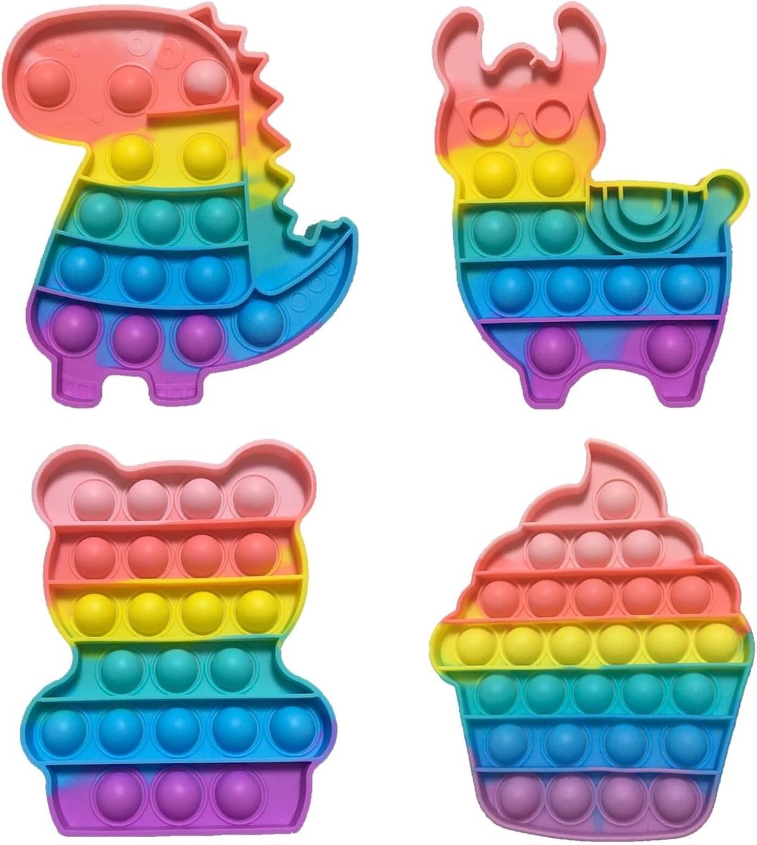 4-delige pop-fidget-speelgoedset, bubbel-vingerspeelgoed, sensorisch speelgoed om in te knijpen, sensorisch gereedschap voor volwassenen en kinderen, verjaardagscadeaus voor feestjes