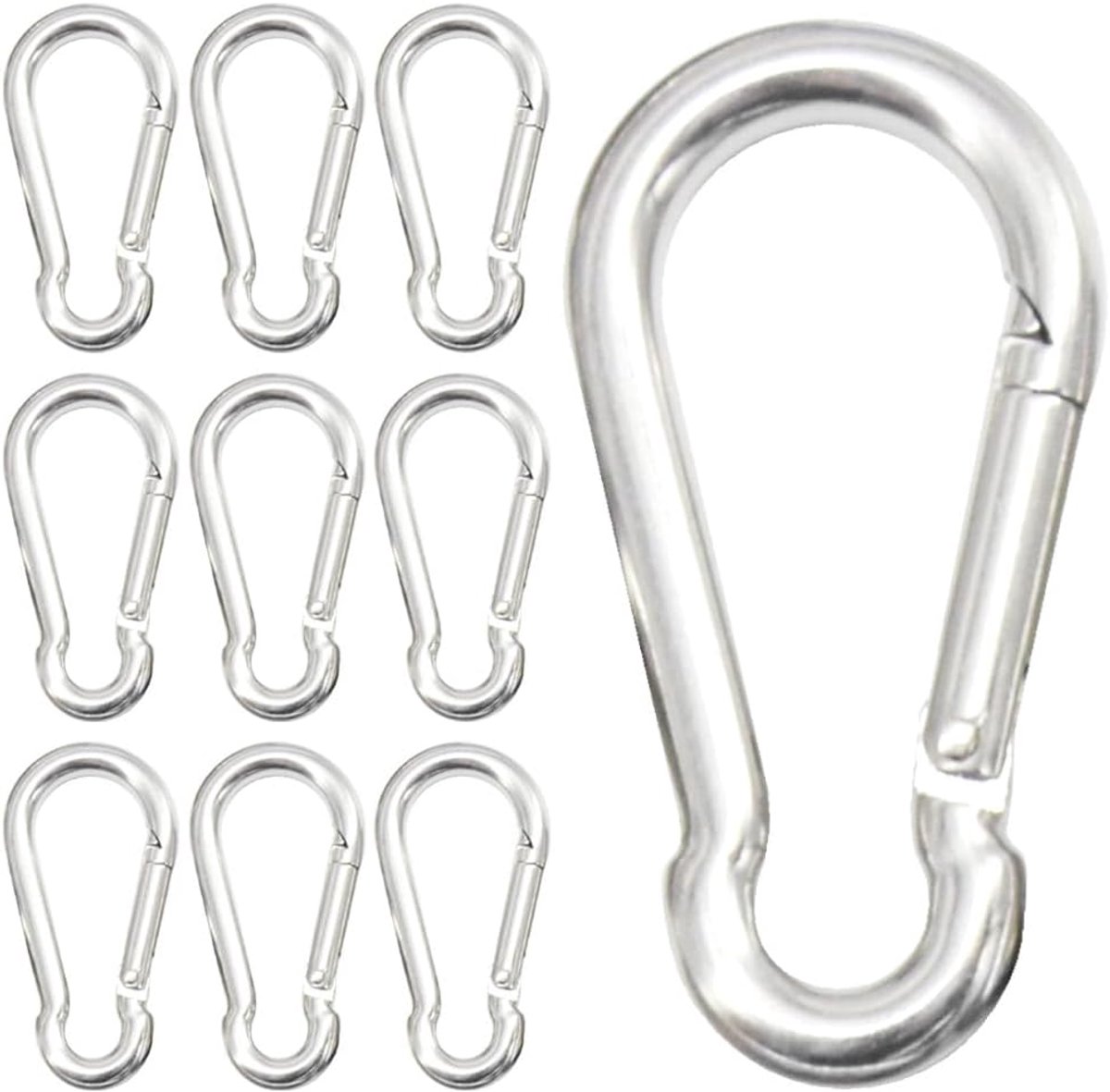 304 Rvs D-vorm Zilver Stalen Karabijnhaak Sleutelhanger Clip