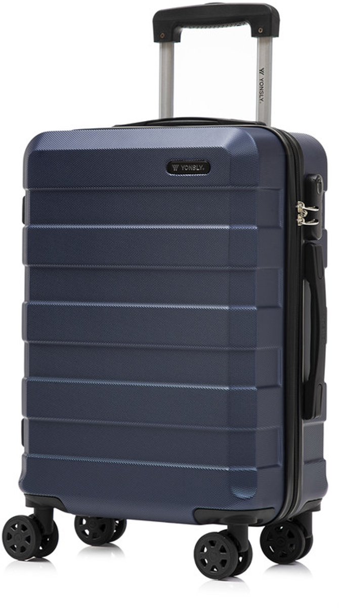 YONSLY Handbagage Koffer - 55cm - 40 L - Cijferslot- 360° Draaibare Wielen - Donkerblauw
