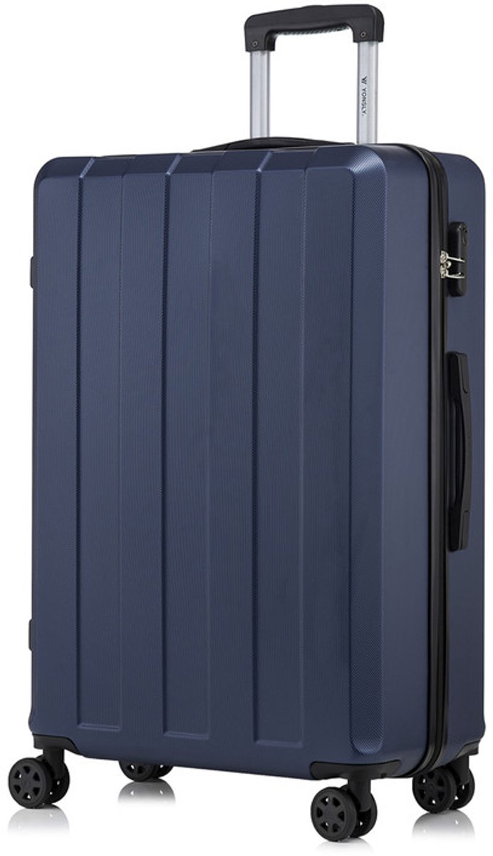 YONSLY Handbagage Koffer - 76 x 49 x 29 cm - 98 L - Cijferslot - 360° Draaibare Wielen - Grote Trolley - Donkerblauw