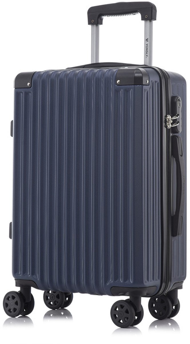 YONSLY Handbagage Koffer - 55cm - 40 L - Cijferslot- 360° Draaibare Wielen - Donkerblauw