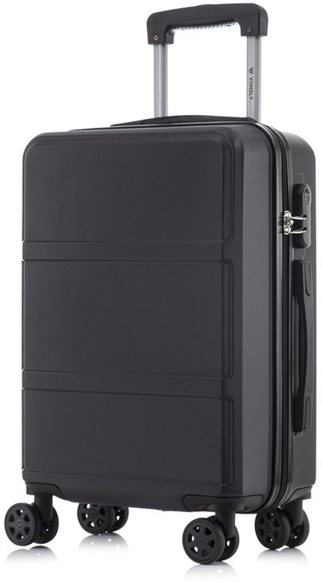 YONSLY Handbagage Koffer - 55cm - 40 L - Cijferslot- 360° Draaibare Wielen - Zwart