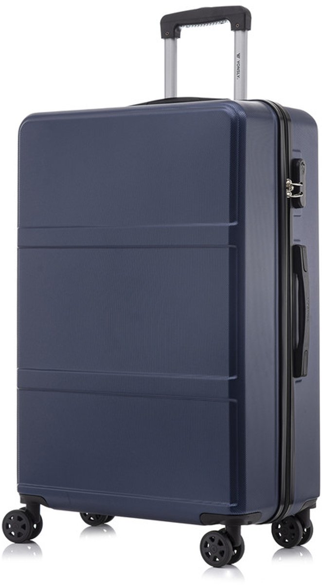 YONSLY Handbagage Koffer - 76 x 49 x 29 cm - 98 L - Cijferslot - 360° Draaibare Wielen - Grote Trolley - Donkerblauw