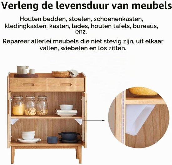 Hoeksteunen voor Meubels, Plastic Hoekbeugels voor Planken en Reparatie, 90 Graden Beugels voor Stevige Bevestiging (10 stuks, 28x28mm) — afbeelding 4