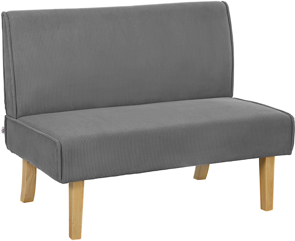 Homona 2-zitsbank - Met cord-bekleding - 110 x 62 x 85 cm - Grijs