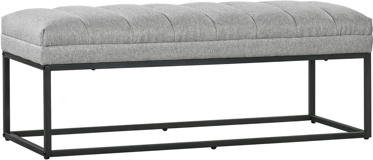 Homona Zitbank - Met gestoffeerde zitting - Stalen poten - 120 x 44 x 45,5 cm - Lichtgrijs