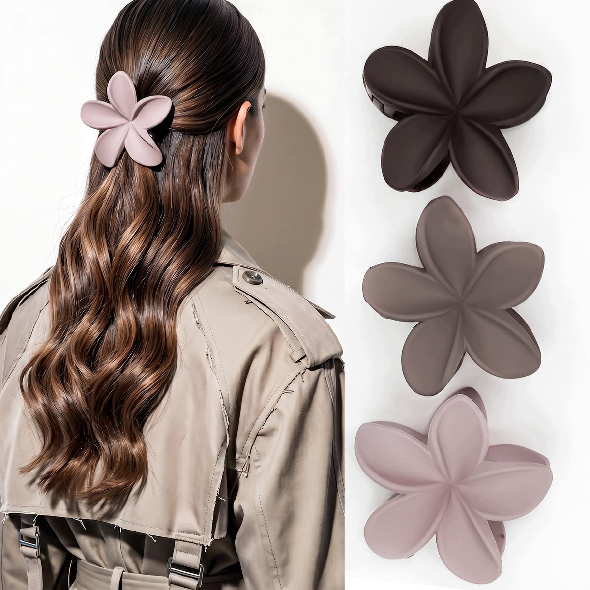 Set van 3x Hawaiiaanse Plumeria Bloem Haarclips Mat Mix