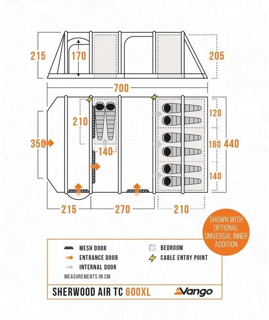 Vango - TEWSHRATC000002 - tent voor 6 personen - Sherwood Air TC 600XL Package — afbeelding 5