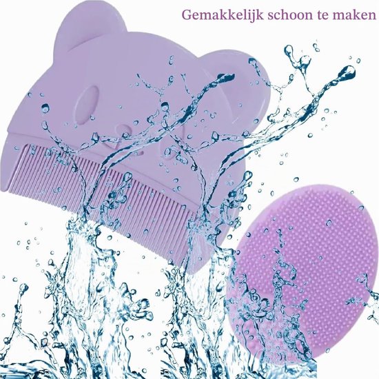 Zachte Silicone Baby Haarborstel en Kam Set voor Nieuwe Moeders, Geschikt voor Baby's en Peuters (2 stuks) van Merkloos — afbeelding 4