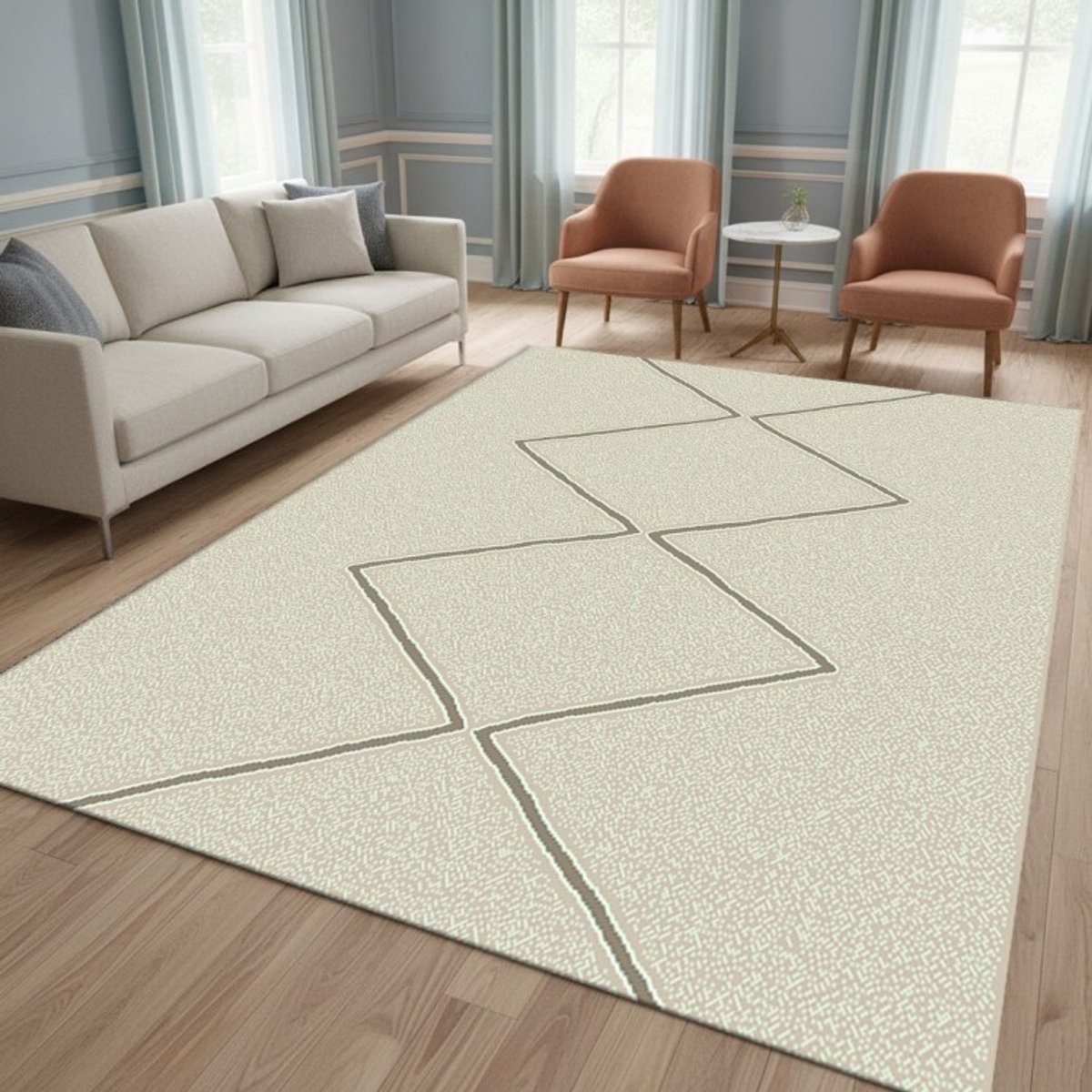 TapisTrend Designer tapijt Beige 120x170 cm Modern vloerkleed met een geometrisch ruitpatroon voor de woonkamer, slaapkamer en eetkamer