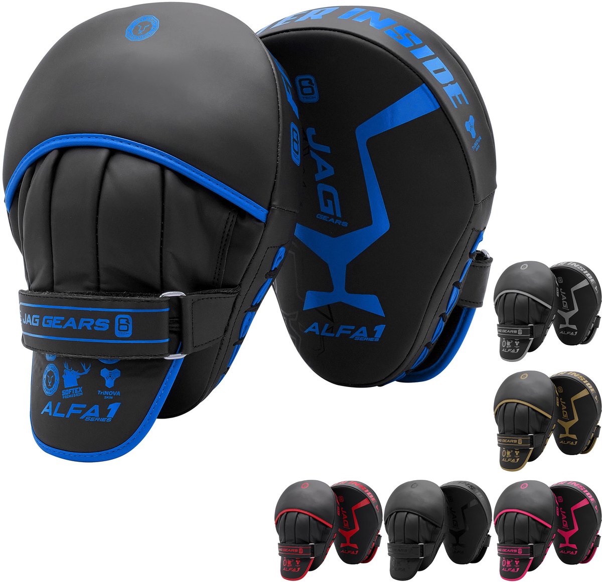 JAG Gears - ALFA-serie - Handschoenen - Pads - Bokspads - Focuspads - Blauw - Set