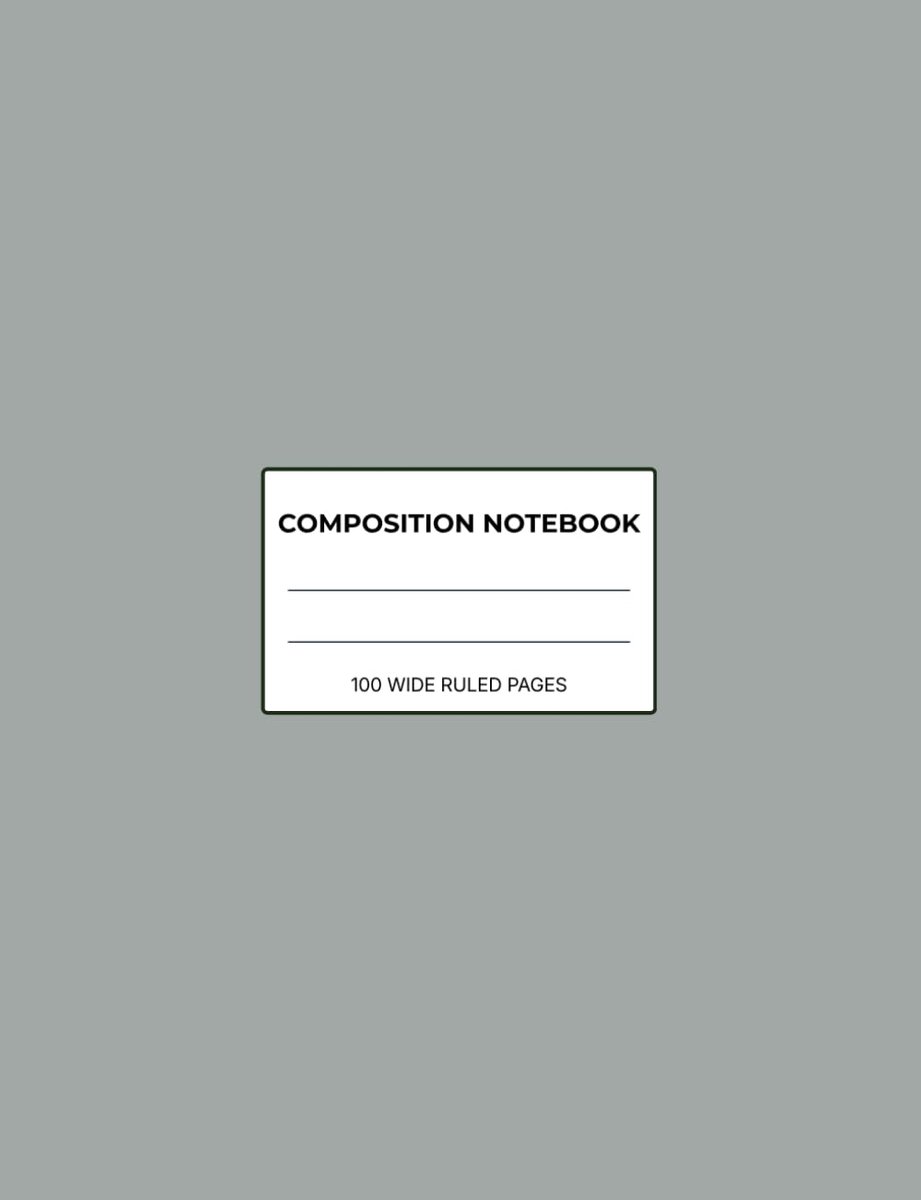 Aesthetic Composition Notebook: Slate Blue Minimalist Pastel School Journal , 100 Wide Ruled Pages, 7.44 x 9.69 in - ShopVlot