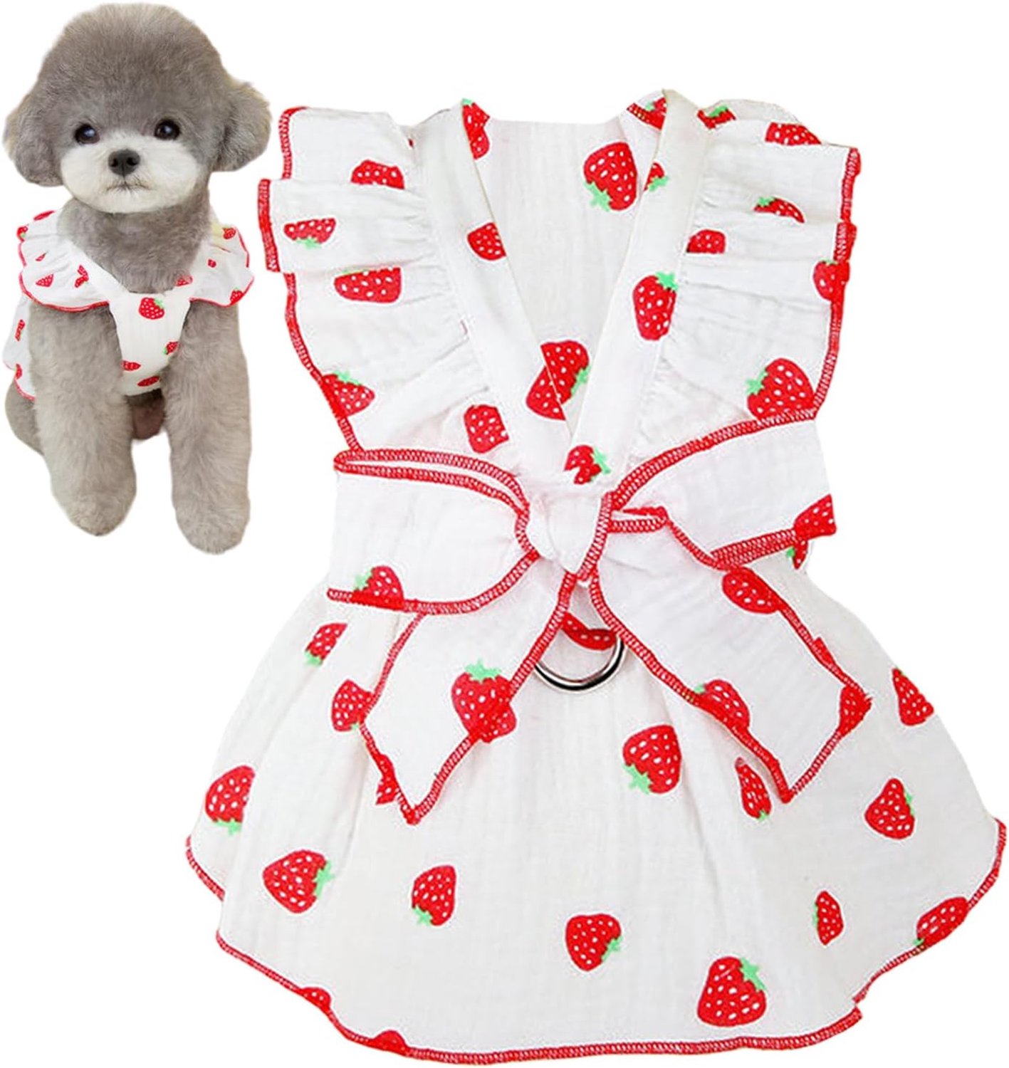 Hondentuig voor kleine honden, gebloemd hondenharnas, schattig hondenharnas met bloemenpatroon, ademende vlinderdas met trekkoord gesp voor kleine honden, katten, meisjes, puppy's