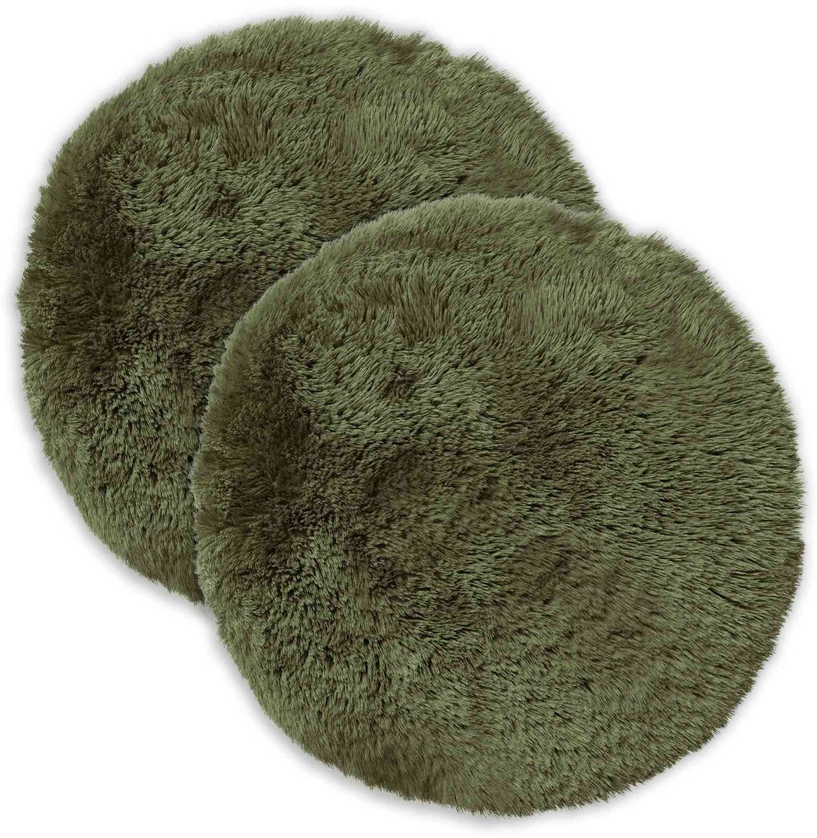 vidaXL Dekenkussen - 2 - st - HEERLEN - Groen - Diam. - 30 - cm - PV - Fleece