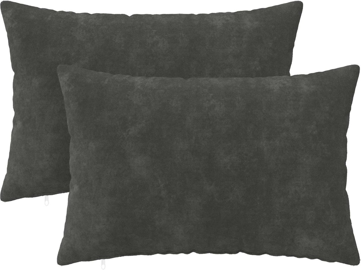 vidaXL Dekenkussen - 2 - st - HEERLEN - Antraciet - 30 - x - 50 - cm - Microfiber - Fleece