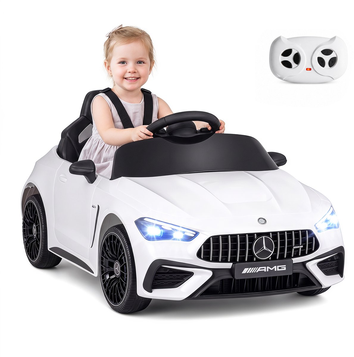 COSTWAY 12 V elektrische auto voor kinderen, Mercedes-AMG, kinderauto met