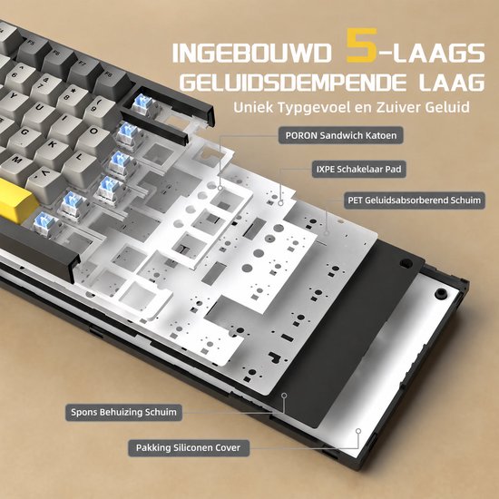 Ajazz AK820 PRO-Bedraad Mechanisch Toetsenbord-75% QWERTY Toetsenborden ...